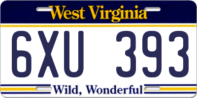 WV license plate 6XU393