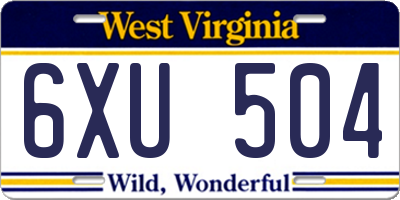 WV license plate 6XU504