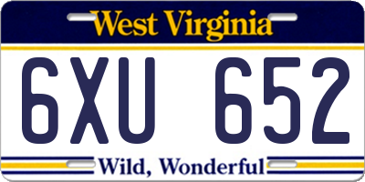 WV license plate 6XU652