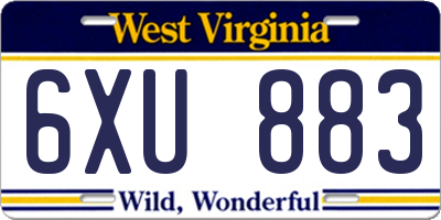 WV license plate 6XU883