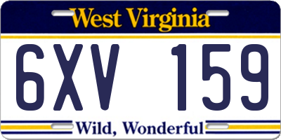 WV license plate 6XV159