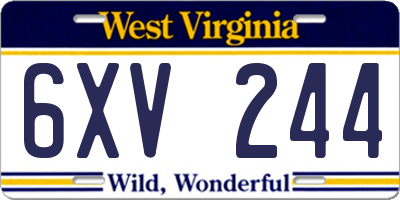 WV license plate 6XV244