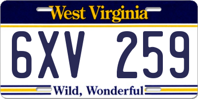 WV license plate 6XV259