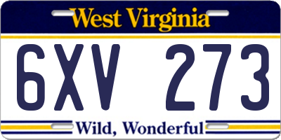 WV license plate 6XV273