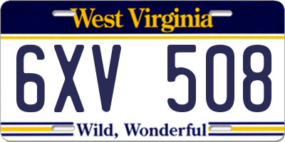 WV license plate 6XV508