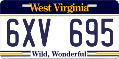 WV license plate 6XV695