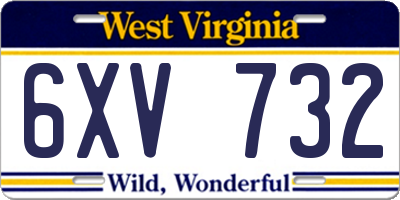 WV license plate 6XV732