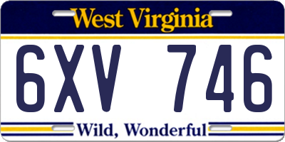 WV license plate 6XV746