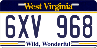 WV license plate 6XV968