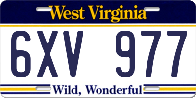 WV license plate 6XV977