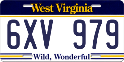 WV license plate 6XV979