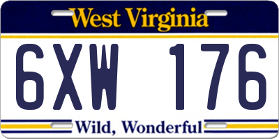 WV license plate 6XW176