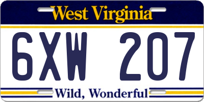 WV license plate 6XW207