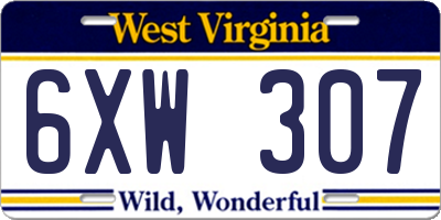WV license plate 6XW307