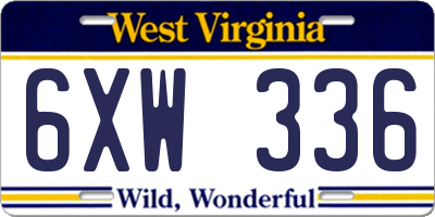WV license plate 6XW336