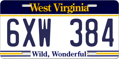 WV license plate 6XW384