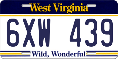 WV license plate 6XW439