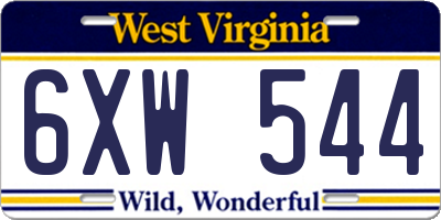 WV license plate 6XW544