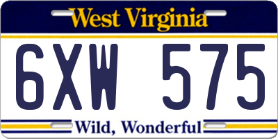 WV license plate 6XW575