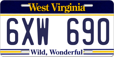 WV license plate 6XW690