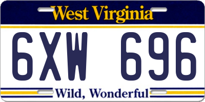 WV license plate 6XW696