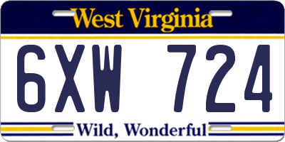 WV license plate 6XW724