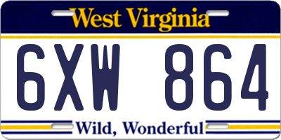 WV license plate 6XW864