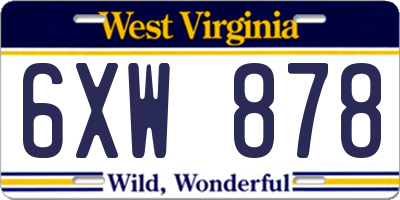 WV license plate 6XW878
