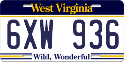 WV license plate 6XW936