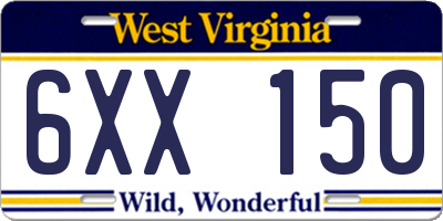 WV license plate 6XX150