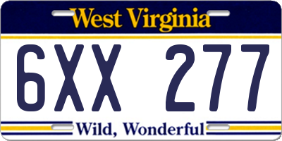 WV license plate 6XX277