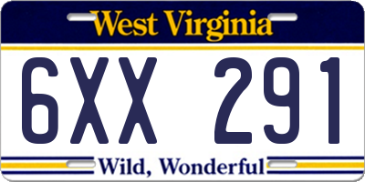 WV license plate 6XX291