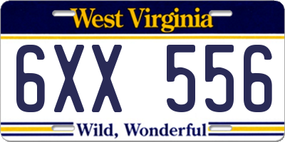 WV license plate 6XX556