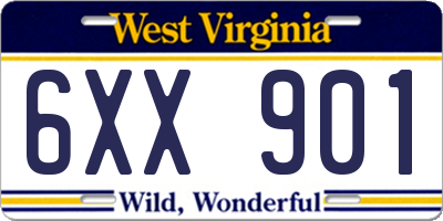 WV license plate 6XX901