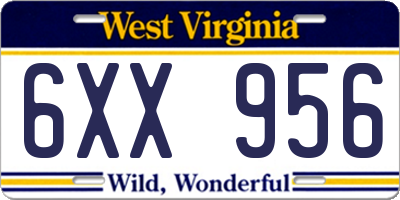 WV license plate 6XX956