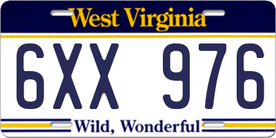 WV license plate 6XX976
