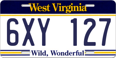 WV license plate 6XY127
