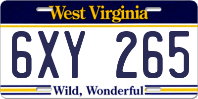 WV license plate 6XY265