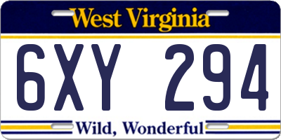 WV license plate 6XY294