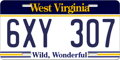 WV license plate 6XY307