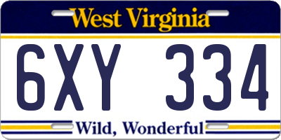 WV license plate 6XY334