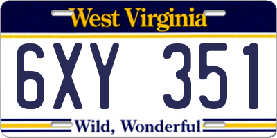 WV license plate 6XY351