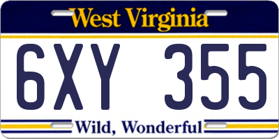 WV license plate 6XY355