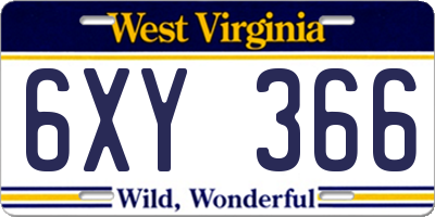 WV license plate 6XY366