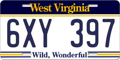 WV license plate 6XY397
