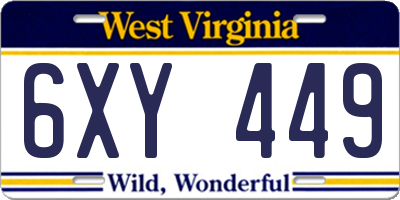 WV license plate 6XY449