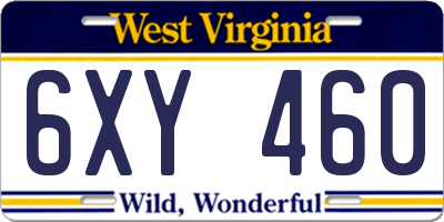 WV license plate 6XY460