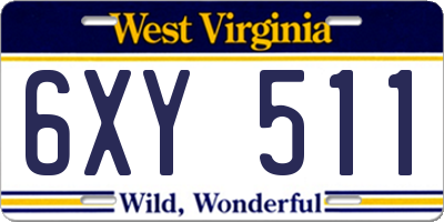 WV license plate 6XY511