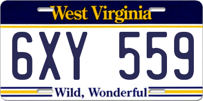 WV license plate 6XY559