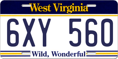 WV license plate 6XY560
